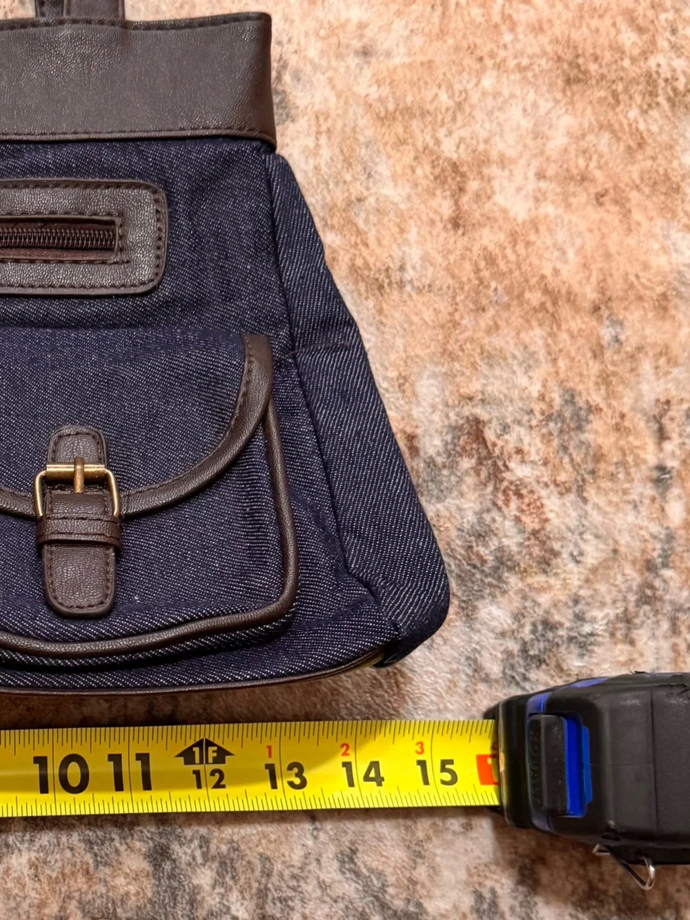 Gold Coast Denim & Brown Leather Pocket Shoulder Bag -Western wear/ McBling/Boho